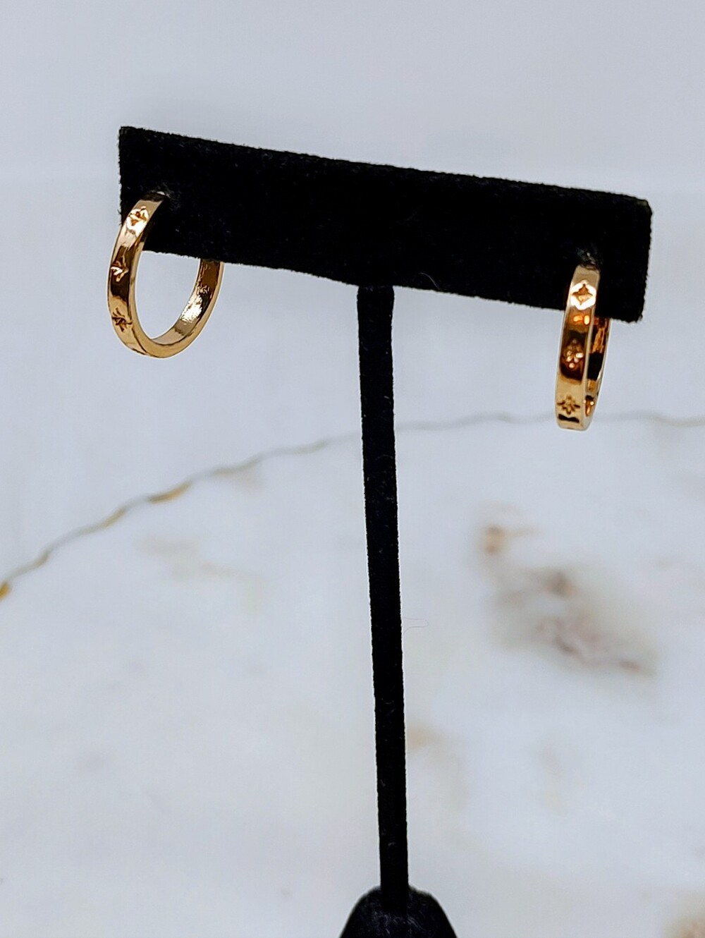 Gold Star Accent Hoop Earrings - Women Jewelry